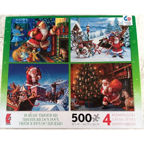 Christmas Traditions 4X500 Piece Jigsaw Puzzles 2000 Pieces Total by Ceaco - Picture 1 of 3